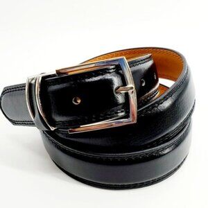 Black Faux Leather Double Stitch Men's XL 42"-44" Lined Business Casual Belt